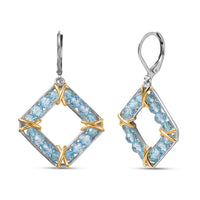EverTrue Sky Blue Topaz 7.10 ctw Earrings in 18K YG Plated and Platinum Bond