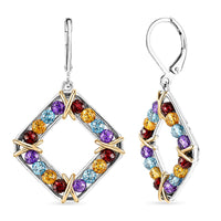 EverTrue Multi Gemstone 8.30 ctw Earrings in 18K YG Plated and Platinum Bond