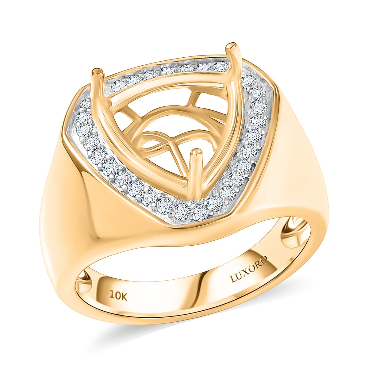 Luxoro Diamond I2 0.30 ctw Mounting Ring in 10K Yellow Gold (Size 10.0) 8.30 Grams