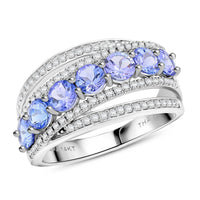Modani 14K White Gold Tanzanite, Diamond (0.30 cts) Ring (Size 10.0) (4.69 g) 1.80 ctw