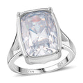 D'Joy Old Mine Cut Moissanite (Cush 16x11mm) Ring in Rhodium Over Sterling Silver (Size 7.0) 10.00 ctw - Sticky add to cart bar