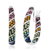 Simulated Rainbow Diamond Earrings in Silvertone 2.65 ctw