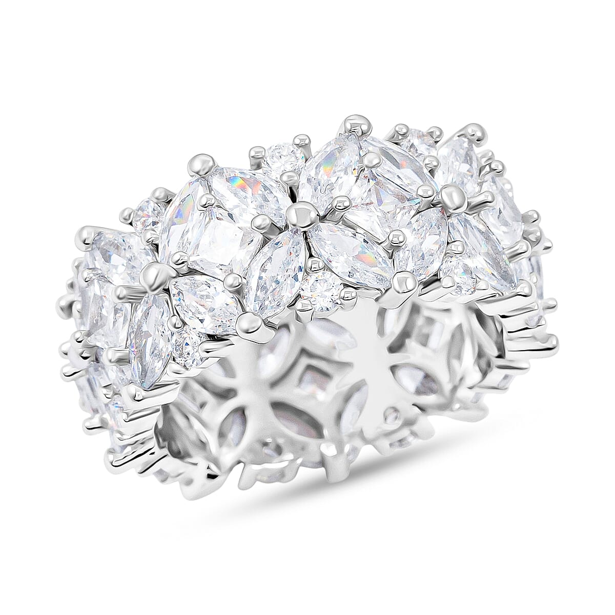 Simulated Diamond Ring in Silvertone (Size 10.0) 2.50 ctw