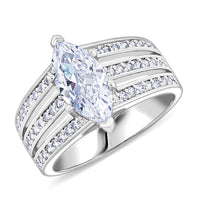 Simulated Diamond Ring in Silvertone (Size 6.0) 2.25 ctw