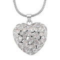 Simulated Diamond Heart Pendant Necklace (20-21.5 Inches) in Silvertone - Sticky add to cart bar