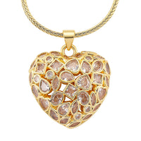 Simulated Diamond Heart Pendant Necklace (20-21.5 Inches) in Silvertone