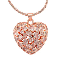 Simulated Diamond Heart Pendant Necklace (20-21.5 Inches) in Silvertone