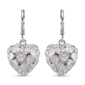 Simulated Diamond Heart Pendant earings in Silvertone - Sticky add to cart bar