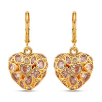 Simulated Diamond Heart Pendant earings in Silvertone