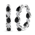 EverTrue Thai Black Spinel and White Zircon 6.00 ctw Forest Dewdrop Hoop Earrings in Platinum Bond - Sticky add to cart bar