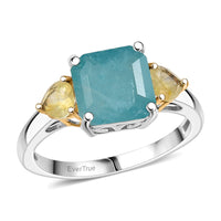 D'Joy Premium Grandidierite, Yellow Sapphire (FF) Ring in 18K Vermeil YG and Rhodium Over Sterling Silver (Size 10.0) 3.20 ctw