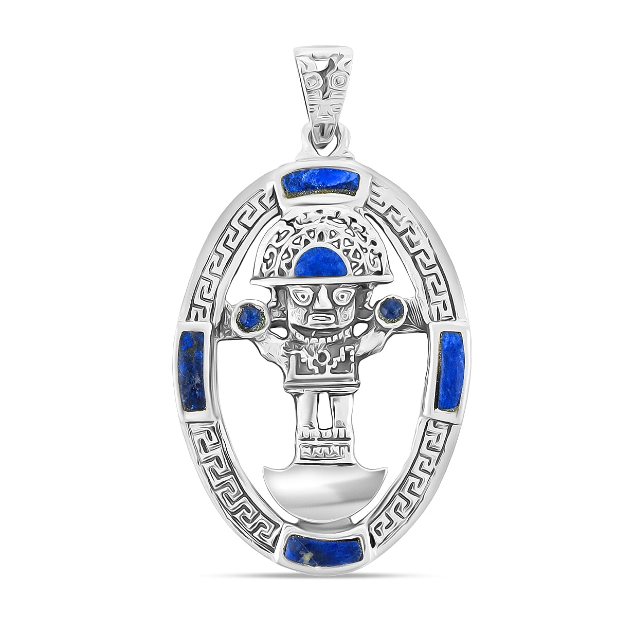 Peruvian Artistry Multi Gemstone 1.75 ctw Blue Tolomeo Pendant without Chain in Sterling Silver