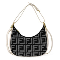 La Marey Beige Faux Leather and Rhinestone Crossbody Bag with Shoulder Strap