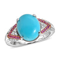 D'Joy Sleeping Beauty Turquoise, Multi Gemstone Ring in Rhodium Over Sterling Silver (Size 8.0) 3.15 ctw - Sticky add to cart bar