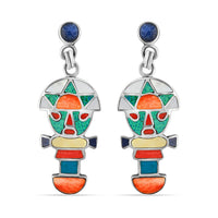Peruvian Artistry Multi Gemstone 2.50 ctw Rainbow Legado Tumi Earrings in Sterling Silver