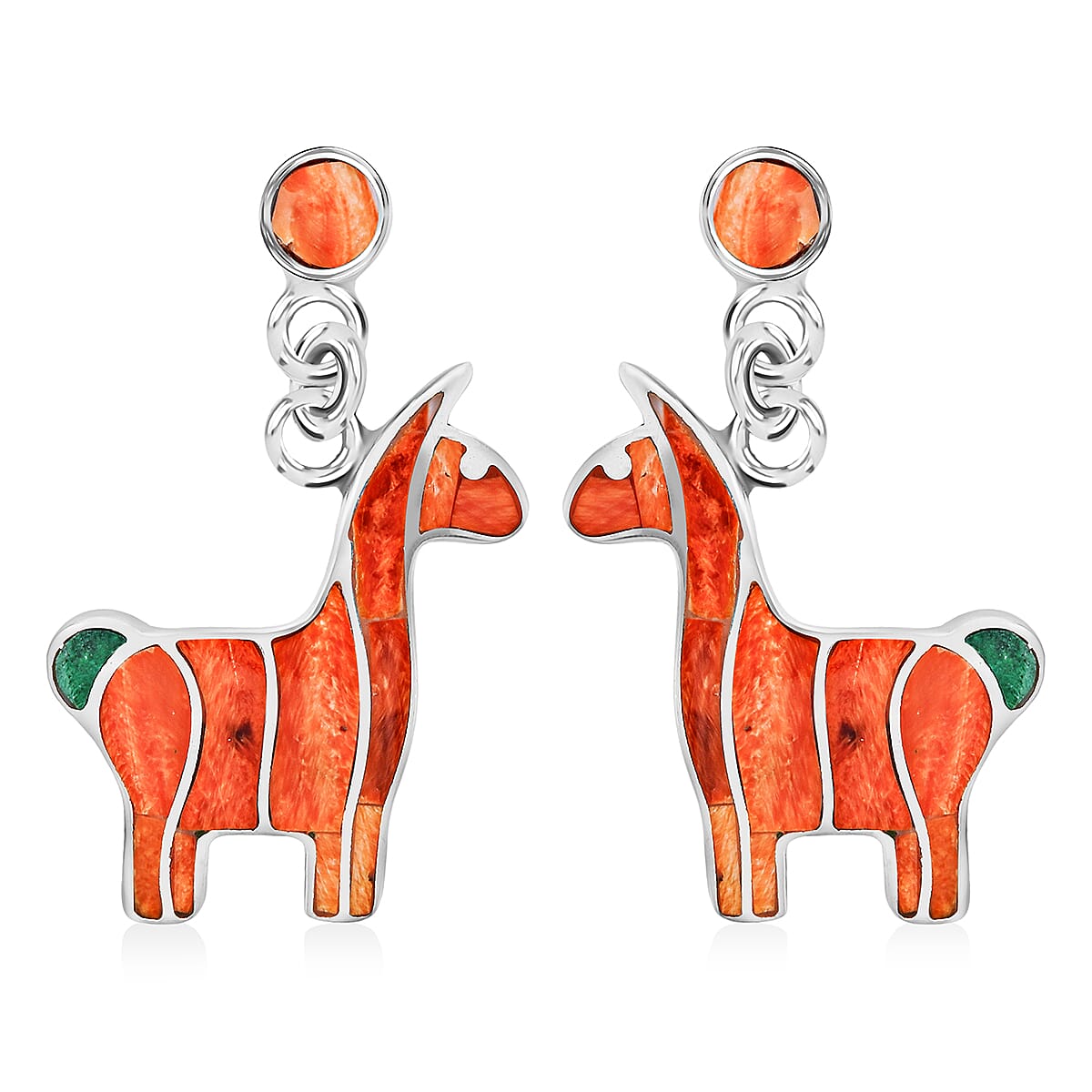 Peruvian Artistry Multi Gemstone 2.00 ctw Orange Llama Earrings in Sterling Silver