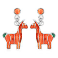 Peruvian Artistry Multi Gemstone 2.00 ctw Orange Llama Earrings in Sterling Silver - Sticky add to cart bar