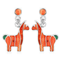 Peruvian Artistry Multi Gemstone 2.00 ctw Orange Llama Earrings in Sterling Silver