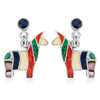 Peruvian Artistry Multi Gemstone 2.00 ctw Orange Llama Earrings in Sterling Silver