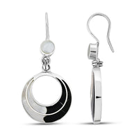 Peruvian Artistry Multi Gemstone 5.00 ctw Black and White Delia Circle Earrings in Sterling Silver