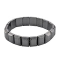 Black Hematite Block Stretch Men's Bracelet 360.00 ctw (8-8.5 Inches) - Sticky add to cart bar