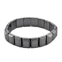 Black Hematite Block Stretch Men's Bracelet 360.00 ctw (8-8.5 Inches)