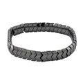 Black Hematite Chevron Block Stretch Men's Bracelet 207.50 ctw (8-8.5 Inches) - Sticky add to cart bar