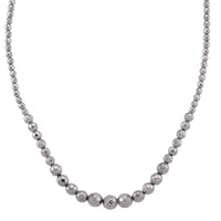 Silver Plated Hematite Beaded Necklace in Silvertone 560.00 ctw (21.25-23.25 Inches)