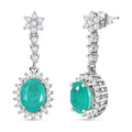 D'Joy, Emeraldine Quartz (Triplet) and White Zircon 4.15 ctw Earrings in Platinum Over Sterling Silver - Sticky add to cart bar