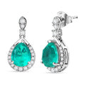 D'Joy Emeraldine Quartz (Triplet) and White Zircon 4.80 ctw Earrings in Platinum Over Sterling Silver - Sticky add to cart bar