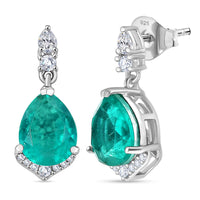 D'Joy Emeraldine Quartz (Triplet) and White Zircon 4.70 ctw Earrings in Platinum Over Sterling Silver