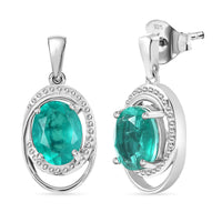 D'Joy Emeraldine Quartz (Triplet) 3.35 ctw Earrings in Platinum Over Sterling Silver