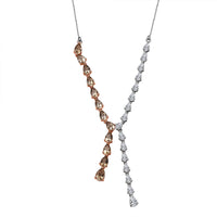 D'Joy Marialite, Moissanite Drop Necklace in 18K Vermeil RG and Rhodium Over Sterling Silver 8.10 ctw (18-20 Inches)