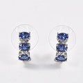 D'Joy AAA Tanzanite, White Zircon J-Hoop Earrings in Rhodium Over Sterling Silver 1.65 ctw - Sticky add to cart bar