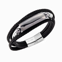 Terahertz Leather Bracelet in Stainless Steel (7.50 In) 85.00 ctw
