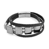 Terahertz Leather Bracelet with Stainless Steel Lock (7.50 In) 85.00 ctw