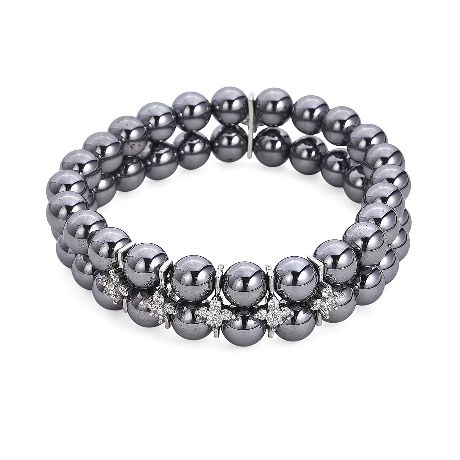 Terahertz, Simulated Diamond Beaded Bracelet in Silvertone 152.00 ctw (6.5-7.0 Inches)