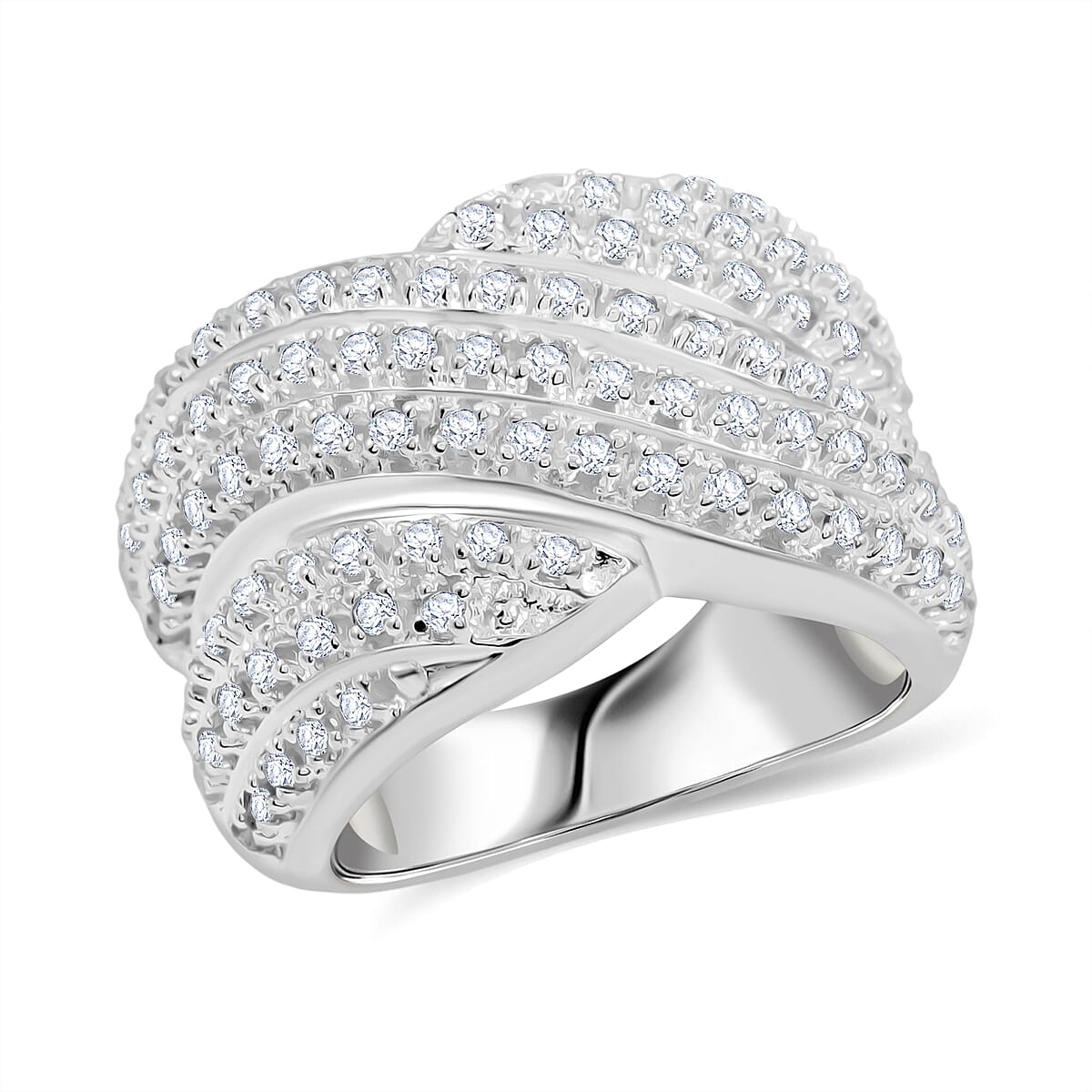Diamond (I2-I3) Ring in Sterling Silver (Size 7.0) 1.00 ctw
