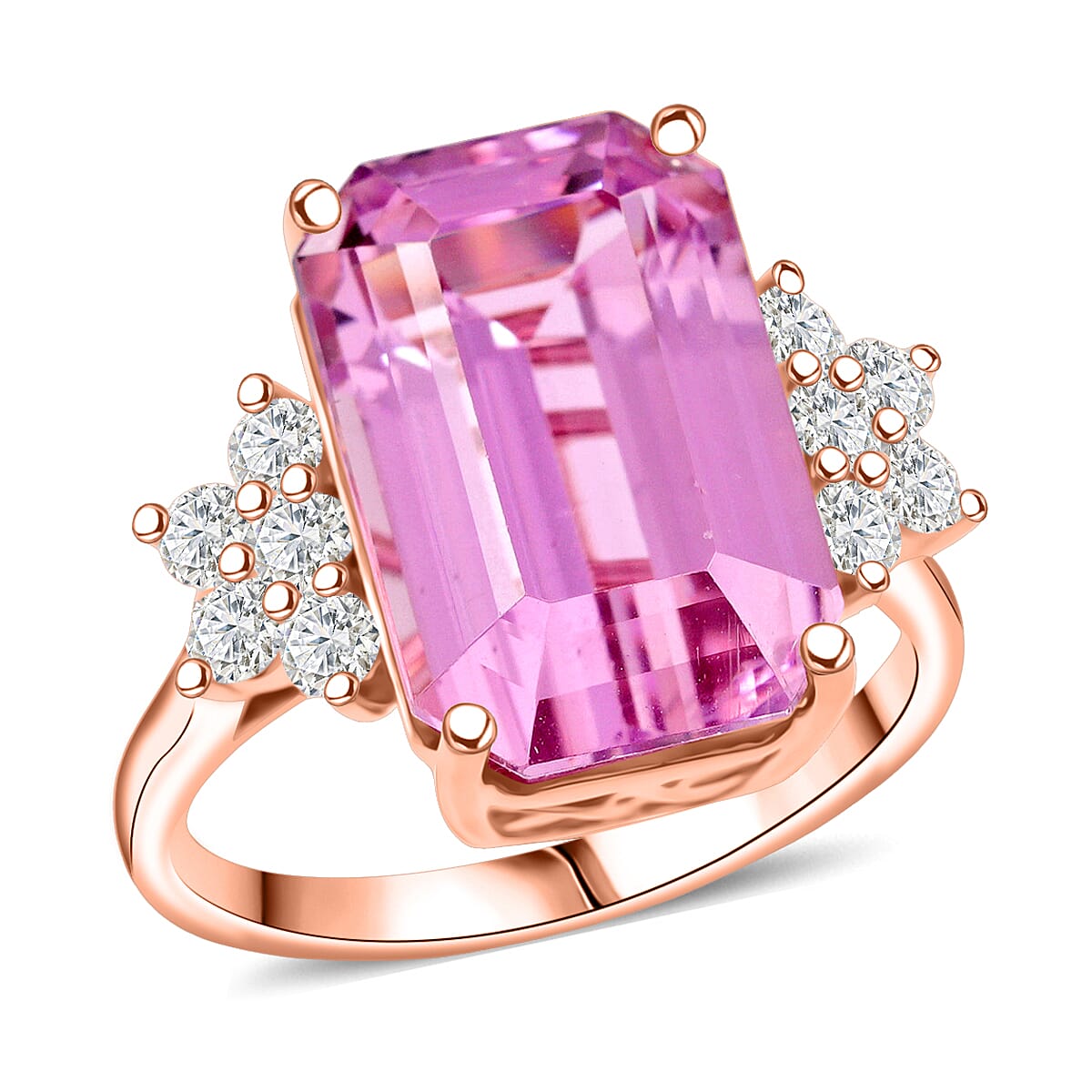 Certified & Appraised AAA Martha Rocha Kunzite and Luxuriant Lab Grown Diamond E-F VS 10.00 ctw Ring