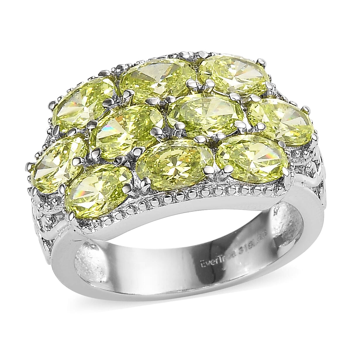 EverTrue Simulated Lime Diamond Ring in Stainless Steel (Size 10.0) 7.65 ctw