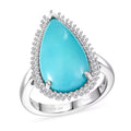 D'Joy Premium Sleeping Beauty Turquoise, Diamond (0.27 cts) Ring in Rhodium Over Sterling Silver (Size 7.0) 5.65 ctw - Sticky add to cart bar