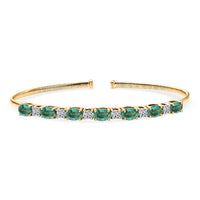 10K Yellow Gold AAA Radiant Ember Garnet,  Luxuriant Lab Grown Diamond (E-F, VS) (0.66 cts) Bangle Bracelet (7.25 In) 4.40 ctw