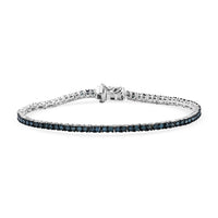 D''Joy Blue Diamond (IR) Bracelet in Rhodium Over Sterling Silver (7.50 In) 3.00 ctw