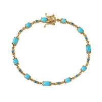 D'Joy Premium Sleeping Beauty Turquoise, Malgache Neon Apatite Victoria Bracelet in 18K Vermeil YG Over Sterling Silver (7.25 In) 4.80 ctw