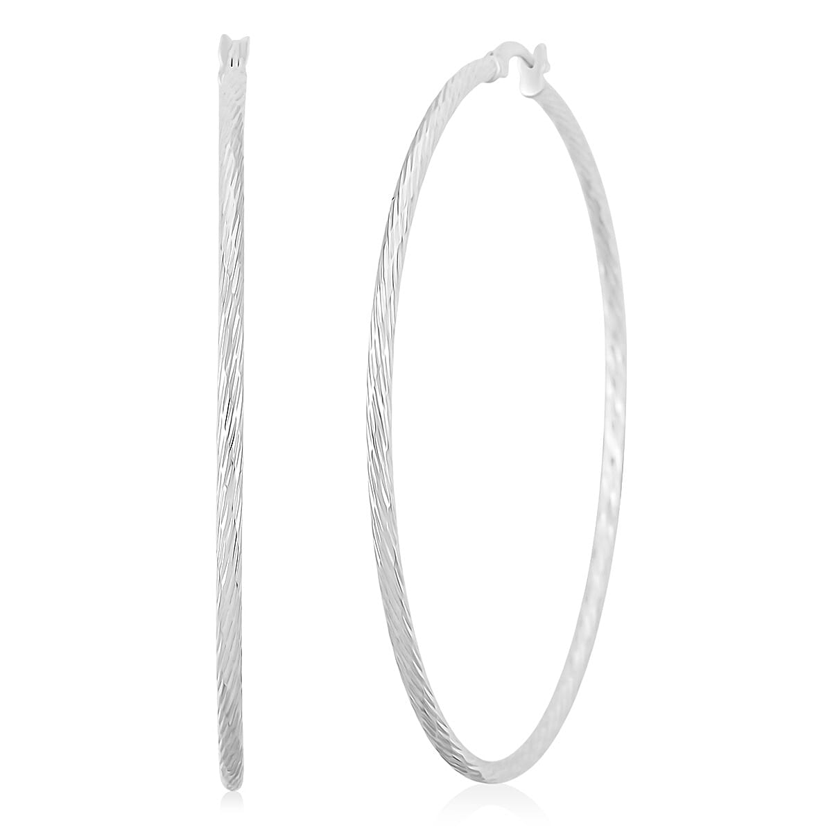 Twisted Lines Hoop Earrings in Sterling Silver 6.2 Grams
