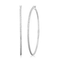 Groove Textured Hoop Earrings in Sterling Silver 6 Grams