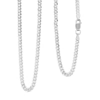 Flat Curb Chain Necklace in Sterling Silver 6 Grams 18 Inches