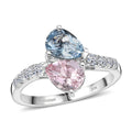 Doorbuster Certified & Appraised 10K White Gold AAA Mangoro Aquamarine and Pink Morganite, Luxuriant Lab Grown Diamond (G-H, SI) (0.31 cts) Bypass Ring (Size 10.0) 2.26 ctw - Sticky add to cart bar