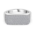 Luxuriant Lab Grown Diamond (G-H, SI) Men's Ring in Rhodium Over Sterling Silver (Size 10.0) 0.85 ctw - Sticky add to cart bar