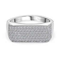 Luxuriant Lab Grown Diamond (G-H, SI) Men's Ring in Rhodium Over Sterling Silver (Size 10.0) 0.85 ctw